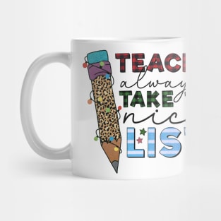 Buffalo Plaid Teacher Christmas Teacher Always Take The Nice List Leopard Print Gift Mug